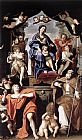 Domenichino Canvas Paintings - Madonna and Child with St Petronius and St John the Baptist